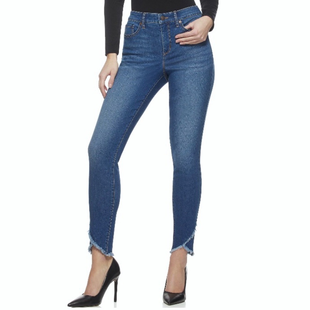 Sofia Vergara Rosa High Waisted Frayed Tulip Hem Curvy Skinny Jeans
